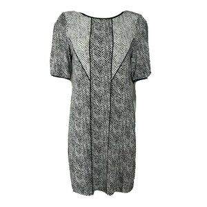 Tart Dress Womens‎ Size M Medium Black White Short Sleeve Faux Leather Detail